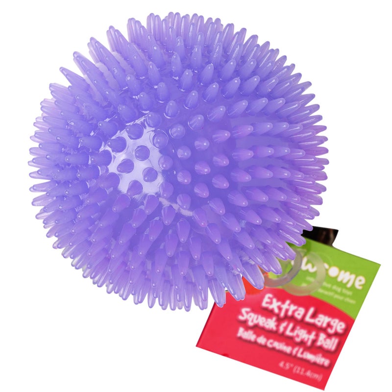 Gnawsome 4.5â€ Spiky Squeak & Light Ball Dog Toy - Extra Large, Cleans teeth and Promotes Dental and Gum Health for Your Pet, Colors will vary, All Breed Sizes - Image 1